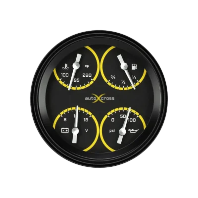 Classic Instruments® - AutoCross Yellow Series Quad Gauge