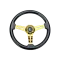 Wood Grain Steering Wheel 6 Bolts 1.5" Depth Dish Gold Chrome