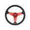 JQTUNING Universal Racing Steering Wheel 13.8”/350mm 6 Bolts Grip Vinyl Leather & Aluminum with H...